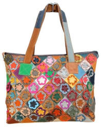  Aletta valódi bőr női táska nagyméretű egyedi színes patchwork (na-668-multicolour)