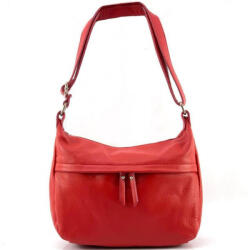 Made in Italy Valódi bőr női táska piros színben több zsebbel (na-998-red)