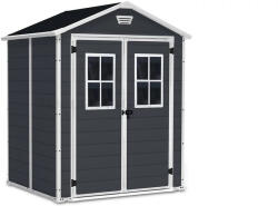 Keter Manor 6x5 DD műanyag kerti tároló ház sötét szürke - fehér ablakokkal (248080)
