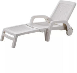  Omaha rattan hatású műanyag kerti napozóágy fehér (LBIO-WH)