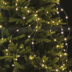  Tündérhaj, ezüst kábel, meleg fehér, 10 szál 20-20 LED-del (KDE 421)