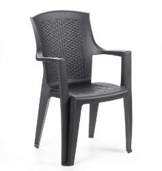 ProGarden Eden rattan hatású karfás műanyag kerti szék antracit szürke O282 (O282)