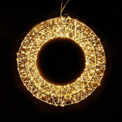  Crystalline toldható fémvázas kör ablakdísz, 300 micro LED, MELEG FEHÉR, 30 cm átmérő (KAT 504)