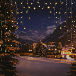  Árkád fényfüggöny, meleg fehér, átlátszó kábel, 2 x 2 m, 220 LED (KDB 003)