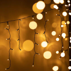  Crystalline toldható led jégcsapfüzér, 2 x 0, 9 m, 138 db meleg fehér LED, fekete kábel (KAT 214)