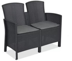  Lima kétszemélyes műanyag kerti kanapé grafit szürke (LBIL2K-GRA)