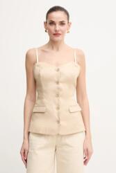 GUESS vászon felső ISABEAU bézs, női, sima, W5GH0L WH5L2 - bézs L