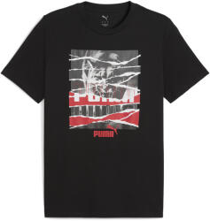 PUMA Férfi Fitnesz Rövid Ujjú Póló Grafikai Minta, Kerek Nyak Fekete PUMA fekete