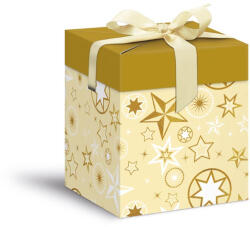  Díszdoboz Összehajtható 12x12x15 cm Arany Csillagok (MFP5370606)
