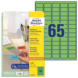 AVERY Etikett AVERY L4792-20 38, 1x21, 2mm zöld 1300 címke/doboz 20 ív/doboz (L4792-20) - papir-bolt