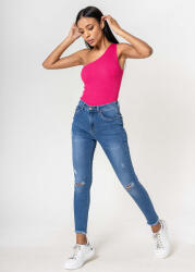 Nina Carter Blugi slim dama cu detalii rupte, Albastru P501-5 M10 (P501-5MEDIUMBLUE-36)