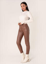 Nina Carter Pantaloni skinny din piele ecologica Maro mat LC001-2 M9 (LC001-2MARRON-40)