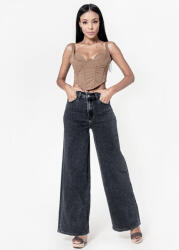 Nina Carter Blugi negri dama wide leg Nina Carter YY300-8 M10 (YY300-8NOIR-38)