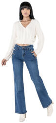 Nina Carter Blugi dama evazati Nina Carter albastru inchis P195-1 M10 (P195-1BLUE-34)