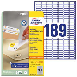 AVERY Etikett AVERY L4731REV-25 25, 4x10mm visszaszedhető 4725 címke/doboz 25 ív/doboz (L4731REV-25) - papir-bolt