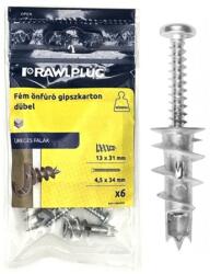  Gipszkarton dűbel fém önfúró - 13 × 31 mm + D-fejű csavar 4, 5 × 32 mm - 6 db/csomag Kód: 64599