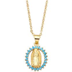  Szűz Mária Medailon Nyakék - Arany/Kék