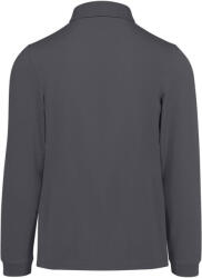 B&C Collection hosszú ujjú előzsugorodott férfi galléros pamut póló O30, Dark Grey-L (BO302308)