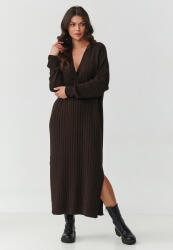 Makadamia Hosszú V-nyakú pulóverruha | barna