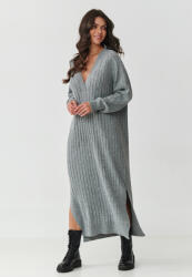 Makadamia Hosszú V-nyakú pulóverruha | szürke