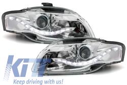 KITT Lightning Első lámpák LED DRL Nappali helyzetjelző lámpával AUDI A4 B7 2004-2008 Fekete (SWA08ELGXB)