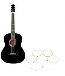 DEPOX Chitara clasica din lemn DEPOX®, set de corzi incluse, 95 cm, Clasic Black (F79 + F65)