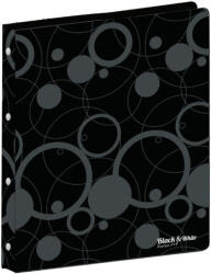 KARTON P+P Műanyag gyűrűskönyv A/4, 4 gyűrűs, black&white, fekete (KPP-2-224) - mesescuccok