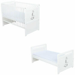 BabyNeeds Patut din lemn Nadia II Girafa 120x60 cm multifunctional Alb - Babyneeds (BONAD2G01AL)