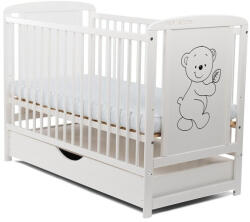 BabyNeeds Patut din lemn Timmi 120x60 cm cu sertar Alb - BabyNeeds (BOTIM02AL)