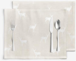 Goldea karácsonyi natura 2 darabos reggeliző alátét - szarvasok természetes talajon 30 x 40 cm