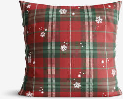Goldea dekoratív párnahuzat - piros kockás hópelyhekkel 45 x 45 cm