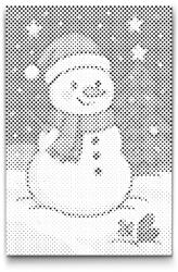  PontPöttyöző - Hóember a karácsonyfa mellett Méret: 40x60cm, Keretezés: Kartonlemezen, Szín: Kék