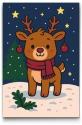  Festés számok szerint - Karácsonyi rénszarvas Méret: 20x30cm, Keretezés: Keret nélkül (csak a vászon)