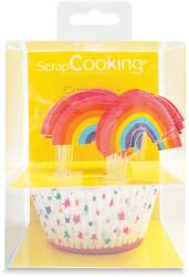 Scrapcooking Set coșuri de copt și decorațiuni cupcakes - curcubeu 24 buc