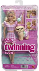 Mattel Barbie Twinning Looks Set Papusa Barbie Blonda si Catel cu Accesorii (MTJFP36) Papusa Barbie