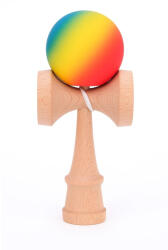 Flippy Jucarie Interactiva Kendama, Flippy, din Lemn, 18 cm, Joc de Indemanare pentru Copii si Adulti, Model Gradient 3, Rosu Galben Albastru (teo-161609)