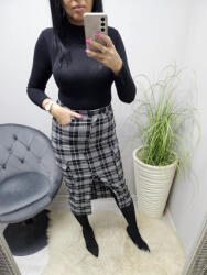 Norafashion Csinos elején felvágott kockás szoknya (696055)