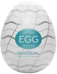 TENGA Maszturbátor tojás, Tenga, EGG WAVY II, 6-10 cm, fehér, rugalmas TPE, belső hullám mintával, vízálló, többször használható, mellékelt síkosítóval