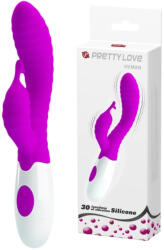 Pretty Love G-pont vibrátor, Pretty Love, Hyman, 3-3, 4 cm átmérő, lila, kétmotoros, 30 funkciós, csiklóizgatós, bordázott, rugalmas, ABS műanyag, elemes (1xAAA)
