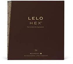 LELO Óvszer, Lelo, HEX Respect XL, 36 darab, XL méret, áttetsző, extra vékony 0, 055 mm, méhsejtrácsos belső mintázat, latex, síkosított