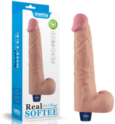 Lovetoy Realisztikus vibrátor, Lovetoy, Real Softee, 26, 7 cm, testszínű, akkumulátoros, vízálló, 10 rezgésmód, erezetes, herékkel, puha TPE