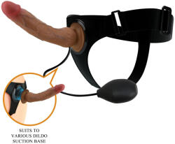 Pretty Love Felcsatolható spriccelős dildó szett, Pretty Love, Kyton Harness Briefs, 21-25 cm, fekete, vízálló, élethű, tapadókorongos, állítható hám, TPR