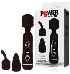 Pretty Love Masszírozó vibrátor, Pretty Love, Magical Massager, 16-20 cm, fekete, szilikon, 12 funkció, 3 cserélhető fej, vízálló, 4 x AA elemes