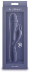 NS Novelties Nyuszis vibrátor, NS Toys, Obsessions Scarlett, 16-20 cm, kék, szilikon, akkumulátoros, vízálló, G-pont és csiklóizgató, 7 mód, 3 sebesség