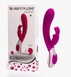 Pretty Love Multifunkcionális vibrátor, Pretty Love, Vincent, 21-25 cm, lila, g-pontos, nyuszis, 12 funkciós, kétmotoros, hangvezérelt, akkumulátoros, szilikon