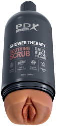 Pipedream - PDX Plus Műpunci, Pipedream PDX Plus, Shower Therapy Soothing Scrub, 16-20 cm, natúr, vagina nyílású, tapadókorongos, vízálló, samponos flakon dizájn