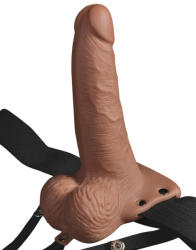 Pipedream - Fetish Fantasy Series Üreges felcsatolható dildó, Pipedream, Fetish Fantasy Series Hollow Rechargeable Strap-On with Balls, 15, 2 cm, testszínű, akkumulátoros, 10 rezgésmód