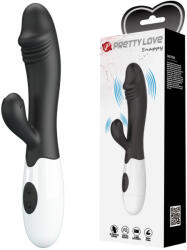Pretty Love G-pont vibrátor, Pretty Love, Snappy, 16-20 cm, fekete, szilikon, vízálló, elemes (2x AAA), kétmotoros, 30 rezgési mód, csiklóizgató karral