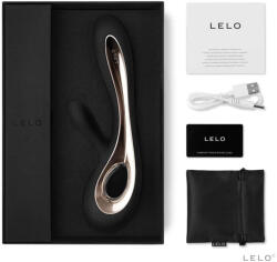 LELO Multifunkcionális vibrátor, Lelo, Soraya 2, 22 cm, fekete, akkumulátoros, vízálló, kétmotoros, g-pontos és csiklókaros, bőrbarát szilikon