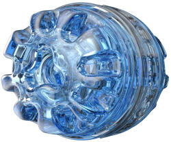 Fleshlight Utazó férfi maszturbátor, Fleshlight, Quickshot Turbo Blue Ice, 11 cm, áttetsző kék, kétoldalt nyitott, vízálló, kompakt, belső Turbo textúra